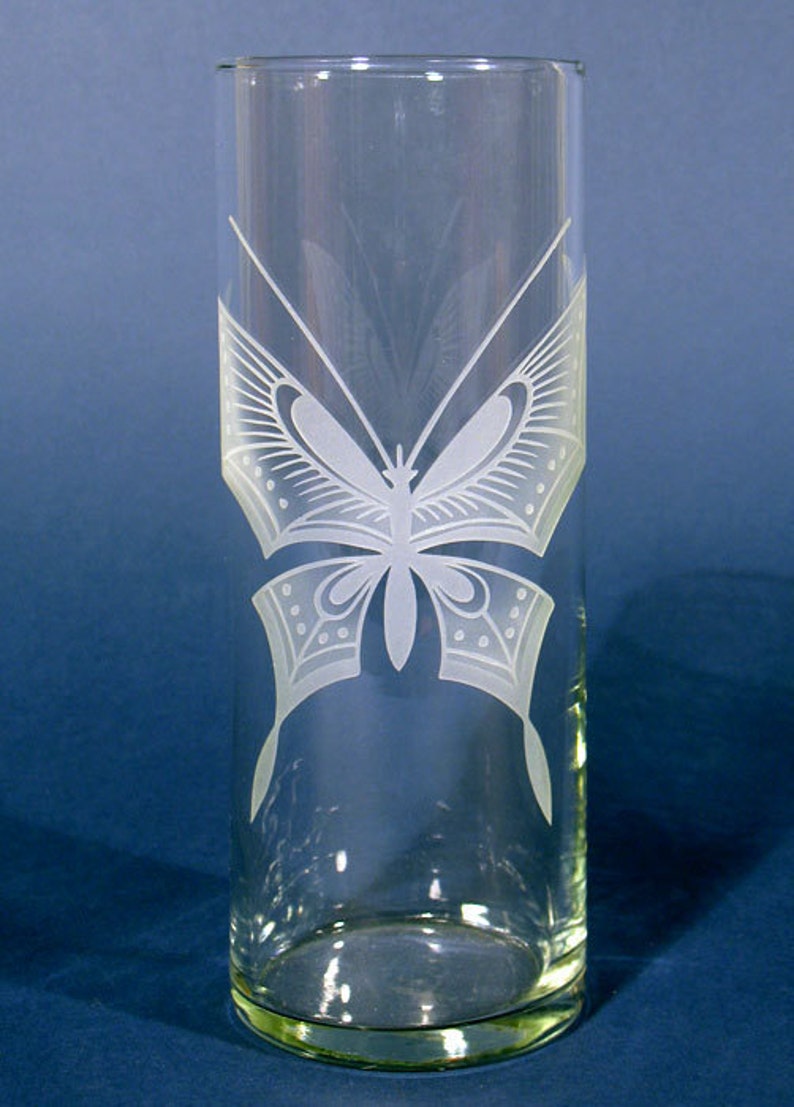 Etched Butterfly Flower Vase Etsy