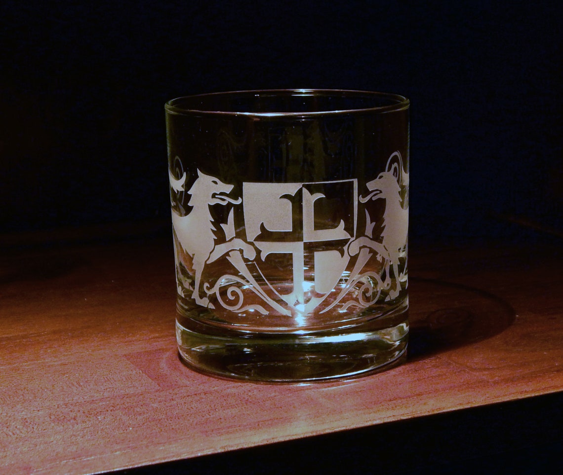 Royal Crest Etched Whiskey Glasses Ensemble de 2 Etsy France