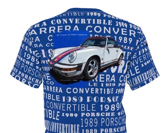 1989 Porsche 911 Carrera Convertible,Unisex Cut & Sew Tee,Unique Original Hand drawn by Drawspots,Unique Design for Ferrari Fans.Fan Shirt