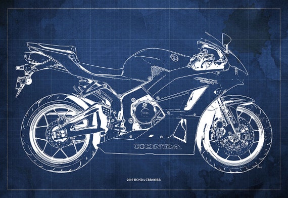 Honda CBR600RR Blueprint, Motorcycle Art Print,unique Wall Art - Etsy