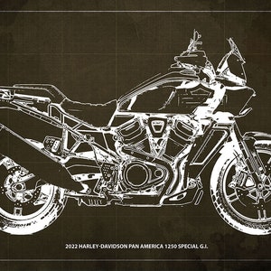 2022 Harley-Davidson Pan America 1250 Special G.I. Blueprint,Art Print ,Bike Art print,gift for husband,garage decor,office decor image 3