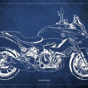 2020 BMW F900XR Blueprint,Art Print 14x9.60 to 60x41in,Bike Art print,gift for husband,garage decor,office decor