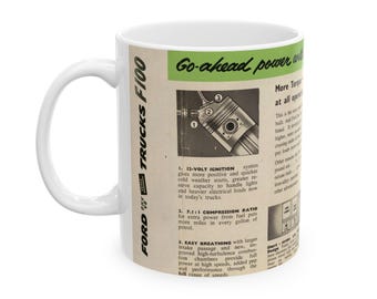 Vintage 1957 Ford F100 Truck Mug, Retro Car Ad Design