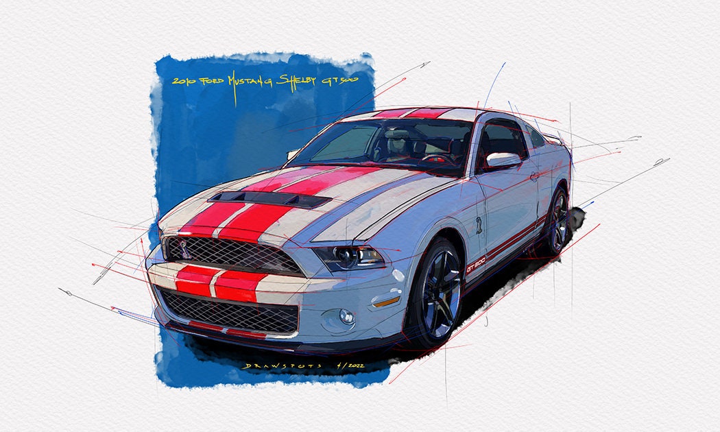 How To Draw A Ford Mustang Shelby Gt500