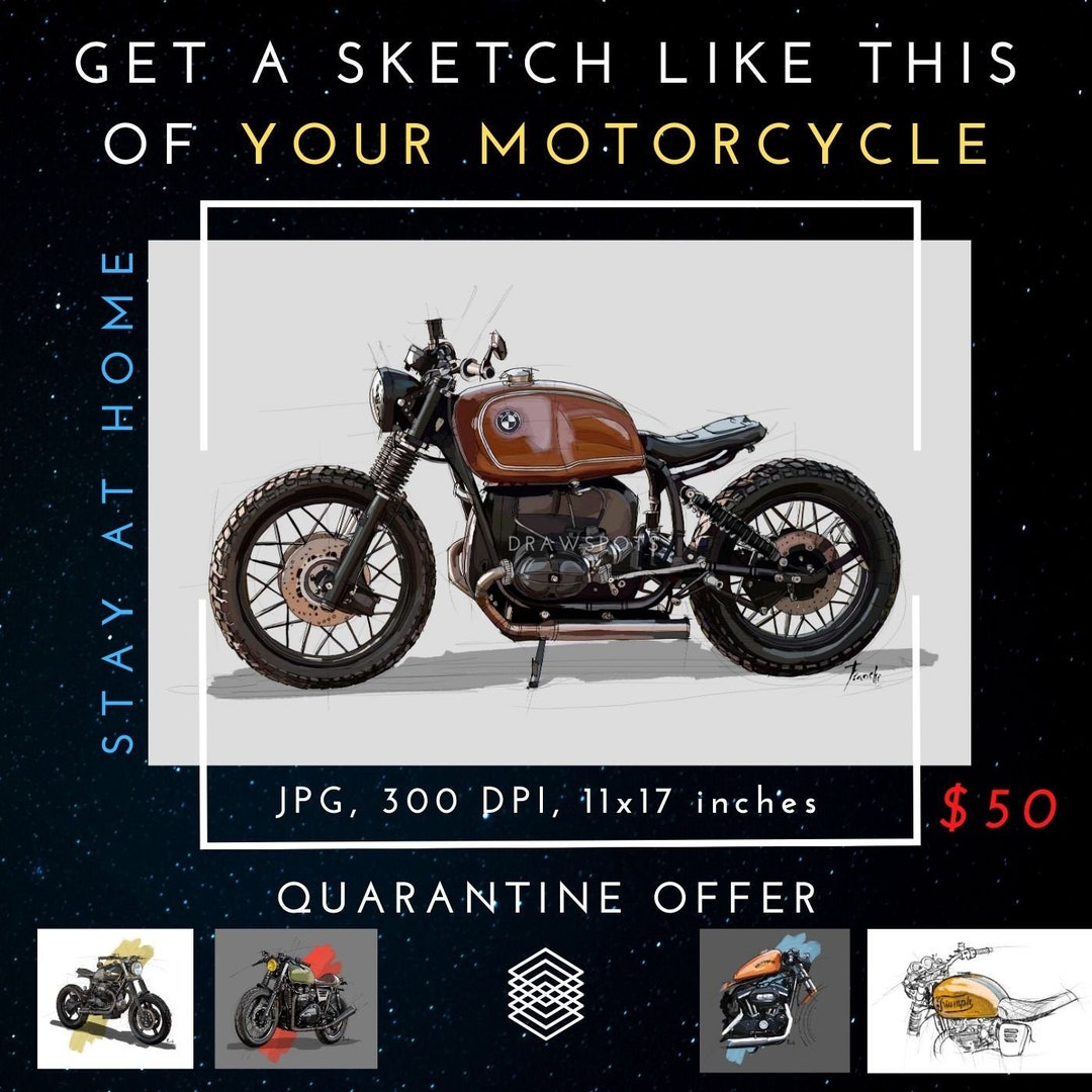 Personalized Motorcycle Sketch: Custom Handmade Art (digital Download ...