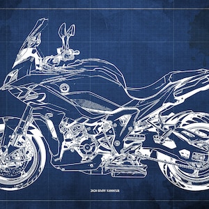 2020 BMW S1000XR Blueprint,Art Print 14x9.60 to 60x41in,Bike Art print,gift for husband,garage decor,office decor
