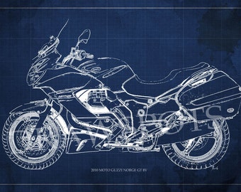 Moto Guzzi Norge GT 8V Blueprint, Motorcycle Art Print
