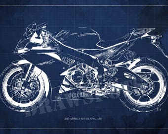 2015 APRILIA RSV4 R APRC ABS Blueprint, Art Print 8x12in and larger sizes, Motorcycle Art print,Original Drawing for men cave,husband gift