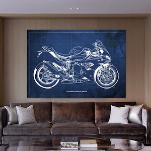 2023 BMW M1000RR 50 Years M Blueprint,Art Print ,Bike Art print,gift for him,gift for her,garage decor,office decor,Classic Motorcycle Bike