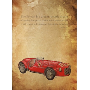 Enzo Ferrari quote, 11.5x16 in.- Original Handmade Drawing Art Print, Original Wall ART