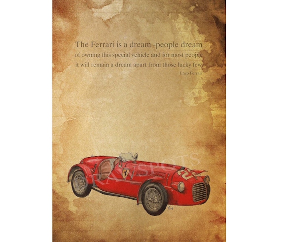 Enzo Ferrari Quote 11 5x16 In Original Handmade Drawing Art Etsy