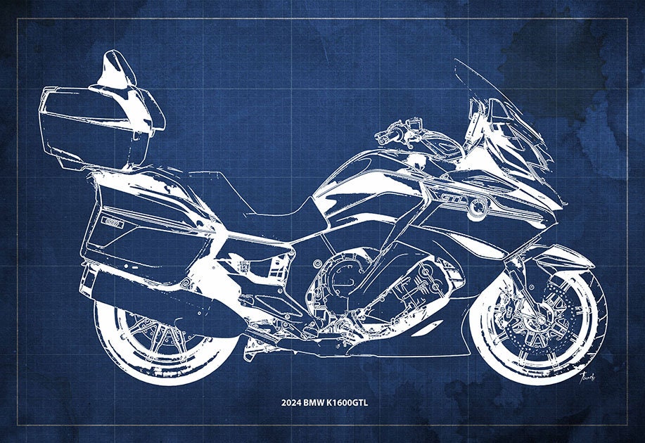 2024 BMW K1600GTL Blueprint,Art Print 14x9.60 to 60x41in,Bike Art print,gift for husband,garage decor,office decor,Gift for bikers