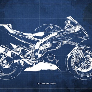 2017 Yamaha YZF-R6 Blueprint,Art Print ,Bike Art print,gift for husband,garage decor,office decor