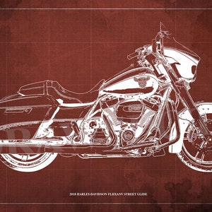 2018 HARLEY-DAVIDSON FLHXANV Street Glide Blueprint,Art Print larger sizes,Original Drawing,mancave,office decor,husband gift,blueprint image 3