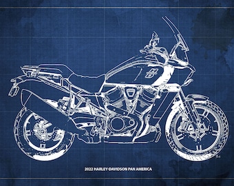 2022 Harley-Davidson Pan America Blueprint,Art Print ,Bike Art print,gift for husband,garage decor,office decor