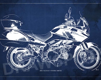 Suzuki V-Strom 1000 SE Blueprint, Motorcycle Art Print