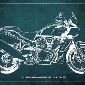 2022 Harley-Davidson Pan America 1250 Special G.I. Blueprint,Art Print ,Bike Art print,gift for husband,garage decor,office decor image 5