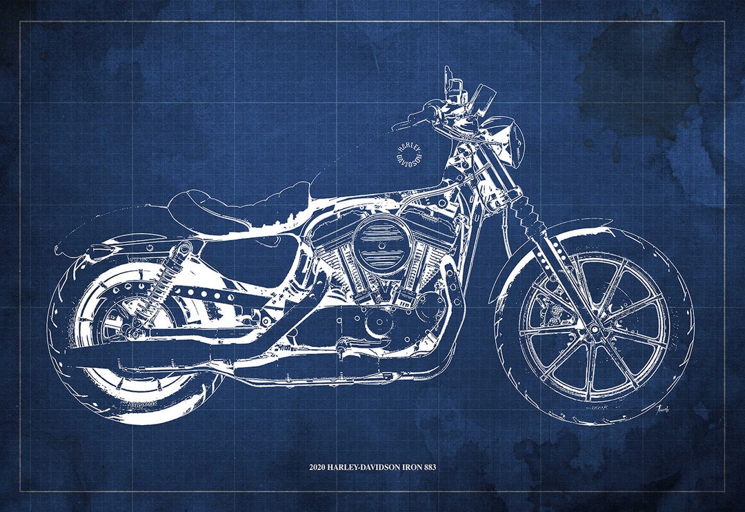 2020 Harley-davidson Iron 883 Blueprint,art Print 14x9.60 to