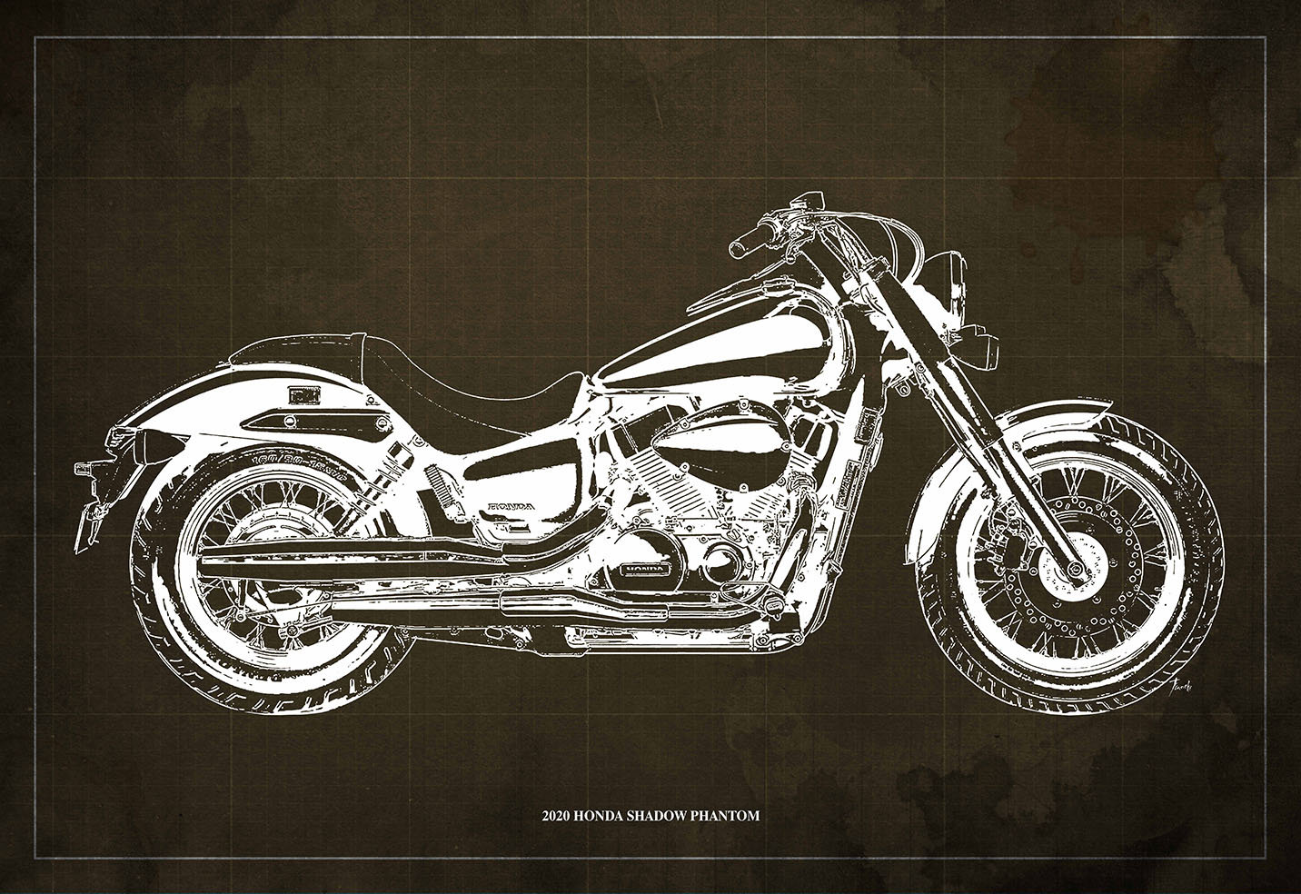 2020 Honda Shadow Phantom Blueprint, Motorcycle Art Print - Etsy