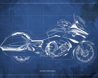 2019 BMW K1600B IMPERIA Blueprint,Art Print Original Drawing,mancave,office decor,husband gift,blueprint,christmas,giftideas,gift for biker