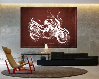 Suzuki Inazuma 250 Blueprint, Motorcycle Art Print