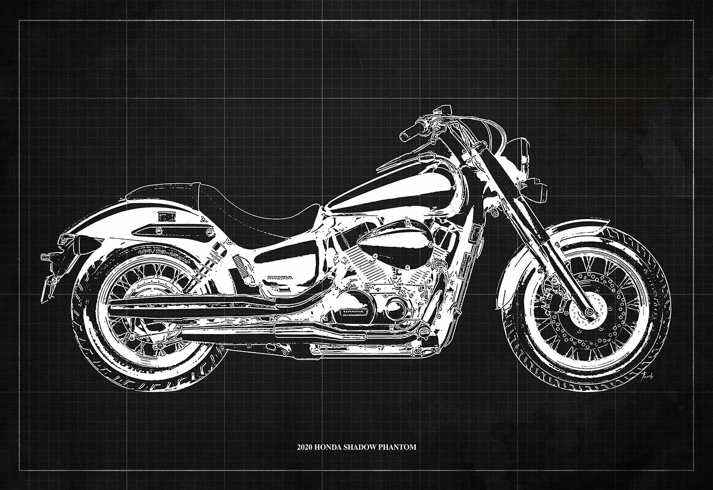 2020 Honda Shadow Phantom Blueprint, Motorcycle Art Print - Etsy