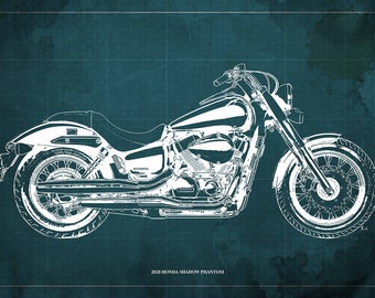 切り絵 HONDA SHADOW Classic 2020 Honda Shadow Phantom Blueprint, Motorcycle Art Print - Etsy