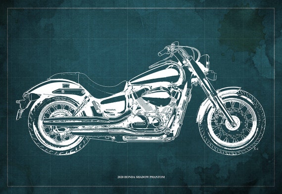 2020 Honda Shadow Phantom Blueprint, Motorcycle Art Print - Etsy
