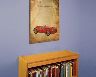 Enzo Ferrari Quote Art Print, Red Race Car, Automotive Art