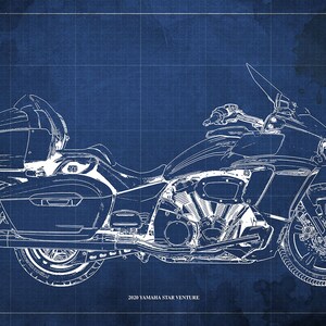 2020 Yamaha Star Venture Blueprint,Art Print 14x9.60 to 60x41in,Bike Art print,gift for husband,garage decor,office decor,man cave decor