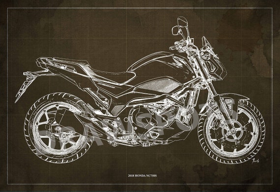 18 Honda Nc750s Blueprintart Print Larger Sizesbike Etsy
