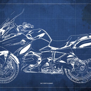 2017 BMW R1200RT Blueprint,Art Print 14x9.60 to 60x41in,Bike Art print,gift for husband,garage decor,office decoration,man cave decor