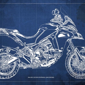 2016 Ducati Multistrada 1200 Enduro,Art Print larger sizes,Original Drawing,mancave,office decor,husband gift,blueprint,christmas