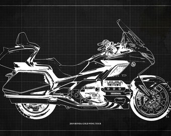 Honda Gold Wing Tour Blueprint Art Print, Garage Decor,Unique Wall Art
