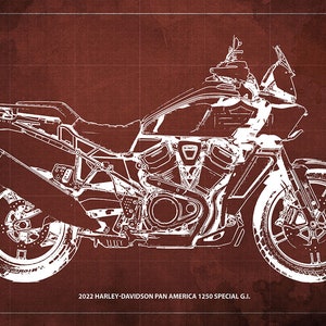 2022 Harley-Davidson Pan America 1250 Special G.I. Blueprint,Art Print ,Bike Art print,gift for husband,garage decor,office decor image 4