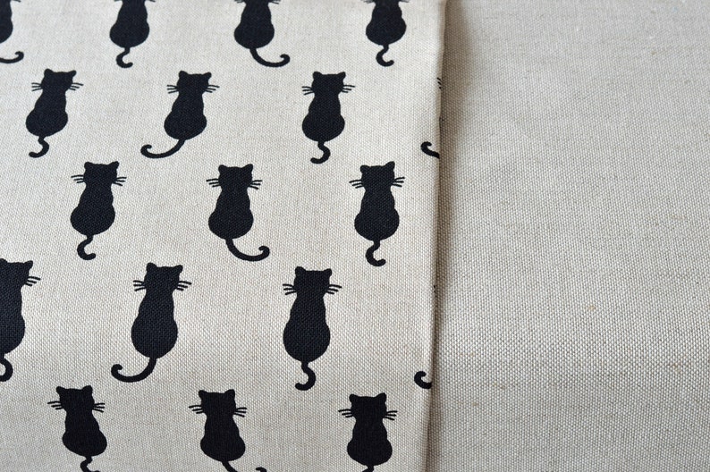 Small black cat print fabric Cute tiny cats Halloween theme fabric Cat lovers material