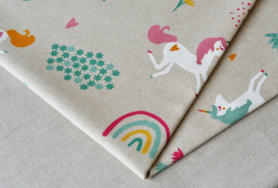 Animated Unicorn Print Cotton Fabric / Soft Cute Girls Fabric / Kids ...