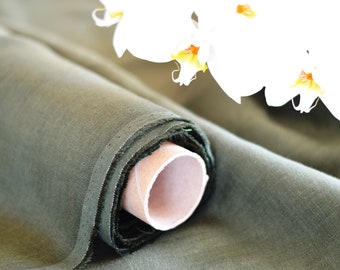 100% pure thin linen fabric. Grass green,  medium weight -/+210 m2, clothes linen
