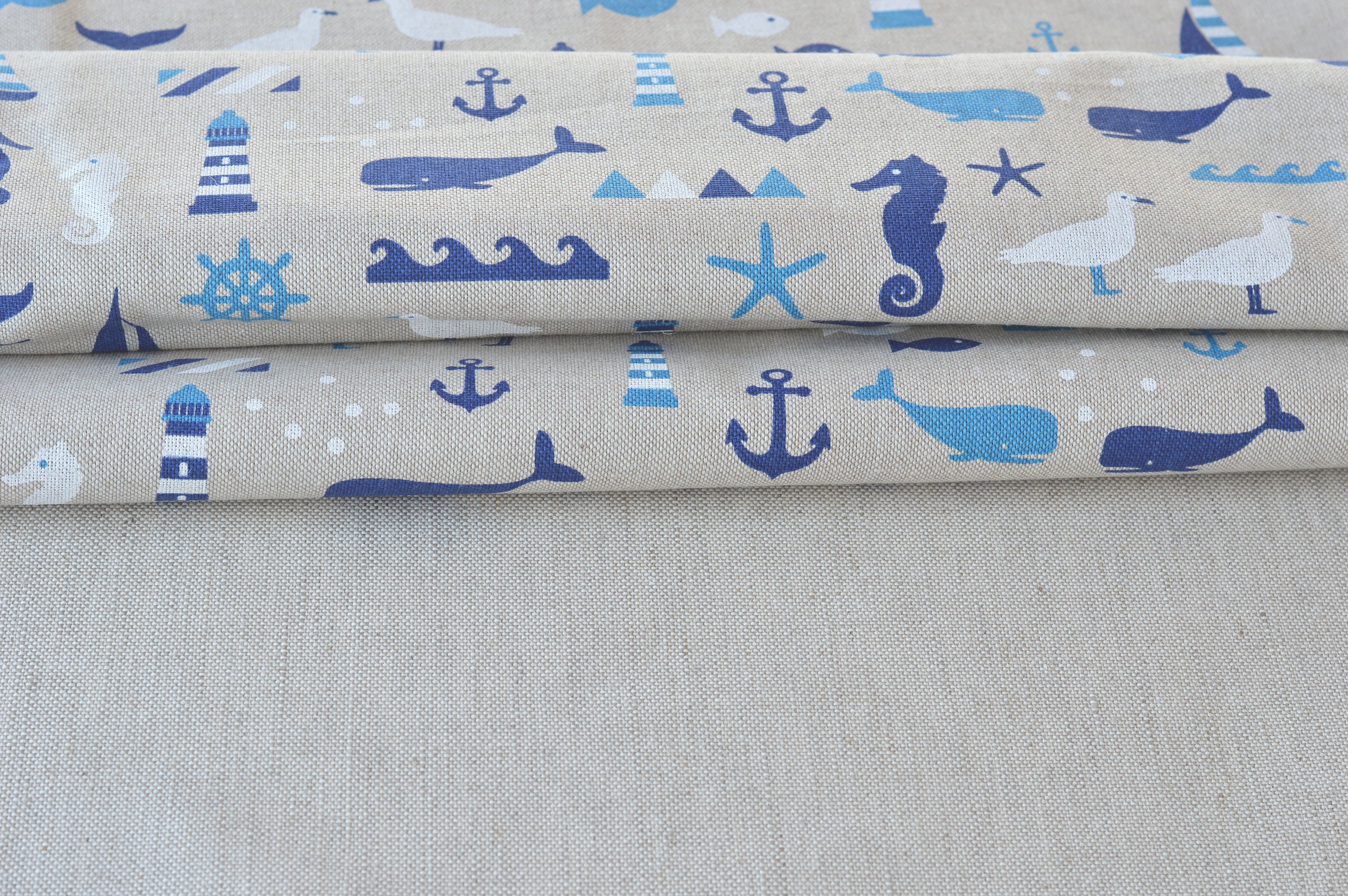 Marine cotton fabric / Sea view fabric / Cotton fabric by half Etsy