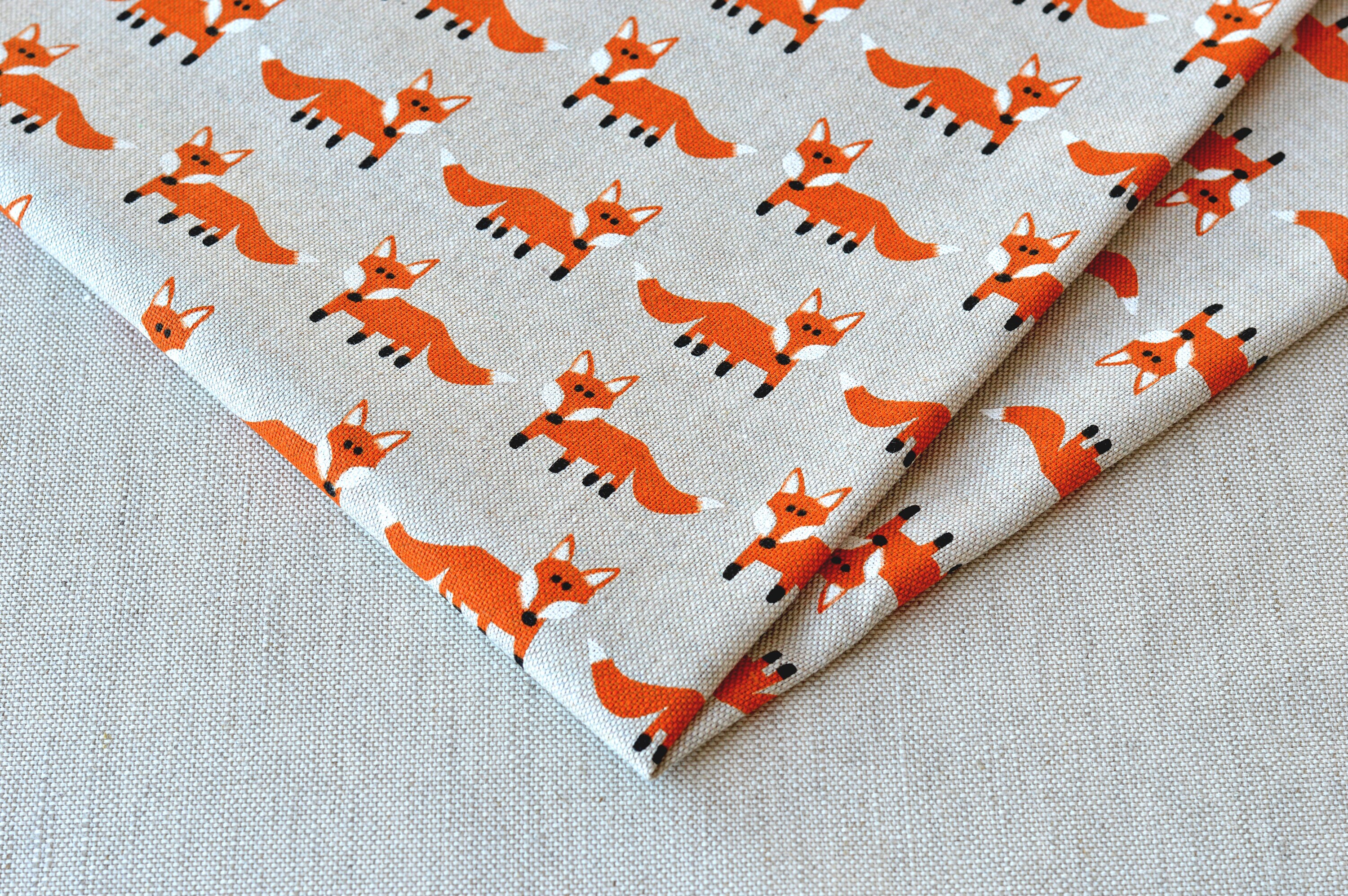 Fox Cotton Fabric / Cute Fox Fabric by Half Meter / Kids Etsy