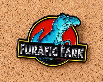 Funny Blue Dinosaur Enamel Pin, T-Rex Parody Brooch, Quirky Dinosaur Lapel Pin