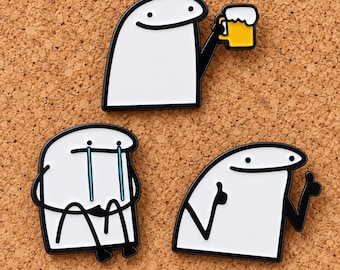 Funny Blob Enamel Pin, Crying Meme, Beer Cheers or Thumbs Up Brooch, Cute Cartoon Lapel Pin, Backpack Accessory, Humor Gift
