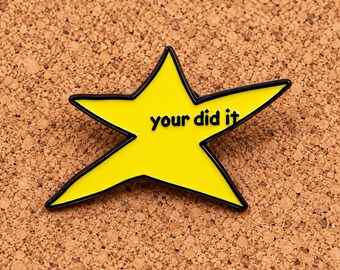 Slay Enamel Pin, Funny Meme Lapel Pin, Sassy Black and White Brooch