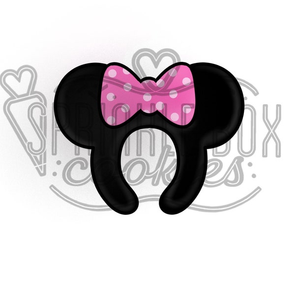 Girl Mouse Headband Cookie Cutter, Theme Park Cookies, Mouse Ears