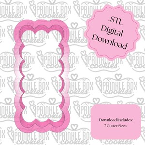 Scalloped Rectangle Plaque Cookie Cutter STL File (All Sizes) (Digital Download)