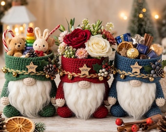 Christmas Gnome Crochet Pattern PDF, Holiday Gnome Amigurumi, Crochet Gnome Ornament, Hanging Christmas Decor, DIY Digital Pattern
