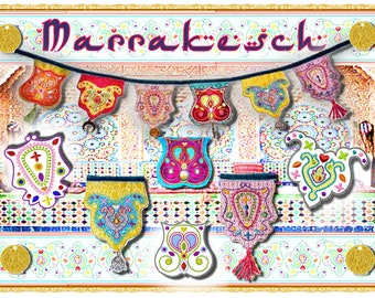 MARRAKESCH - Applis  - Wimpel  - Stickdatei  - 10x10 Rahmen Ornament Orient Mandala