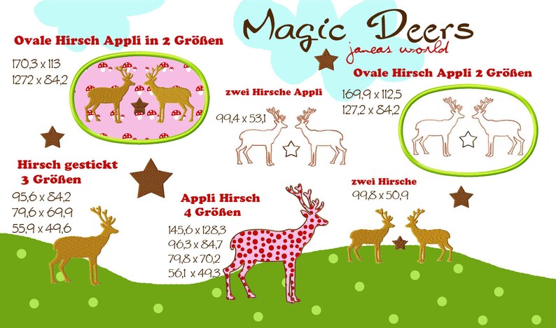 MagicDeers embroidery file 16 motifs deer deer image 1