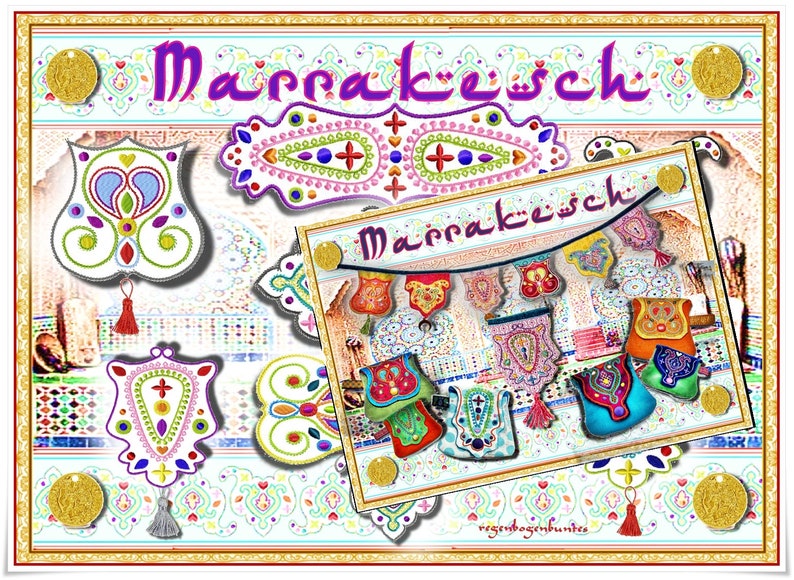 MARRAKESCH Kombi Stickdatei 13x18 Rahmen 13x18 Rahmen Ornament Orient Mandala in-the-hoop ITH Bild 1