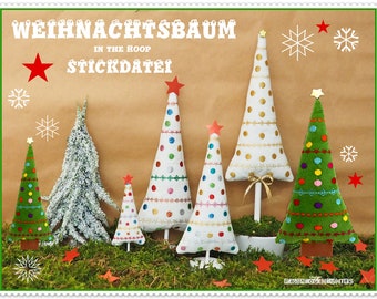 Diseño de bordado de árbol de Navidad ITH árbol de Navidad